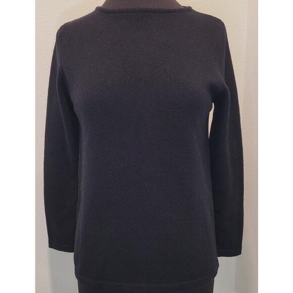 Vtg Express 100% Lambswool Black Crewneck Sweater XS EUC - Picture 3 of 11